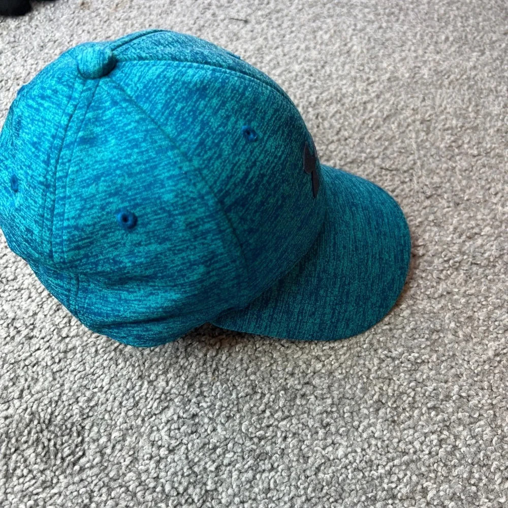 Under Armour Kids Baseball Cap Blue Heathered Youth Flex Fit Hat athletic casual